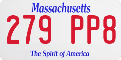 MA license plate 279PP8