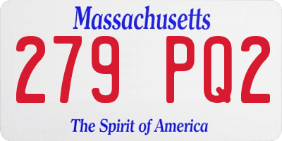MA license plate 279PQ2