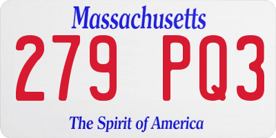 MA license plate 279PQ3