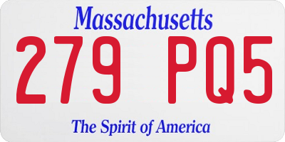 MA license plate 279PQ5
