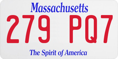 MA license plate 279PQ7
