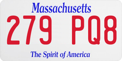 MA license plate 279PQ8