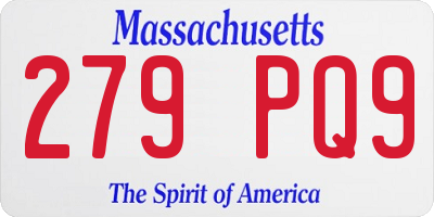 MA license plate 279PQ9