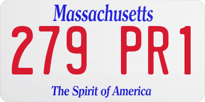 MA license plate 279PR1
