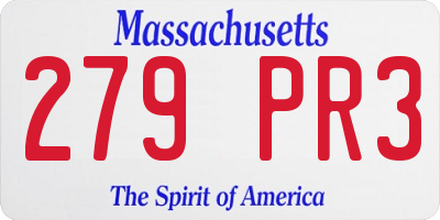 MA license plate 279PR3
