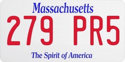 MA license plate 279PR5