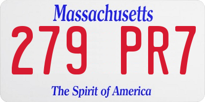 MA license plate 279PR7