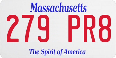 MA license plate 279PR8