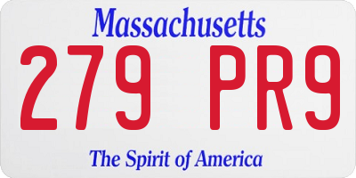 MA license plate 279PR9