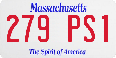 MA license plate 279PS1