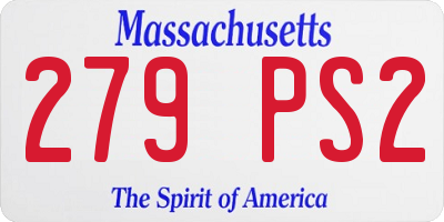 MA license plate 279PS2
