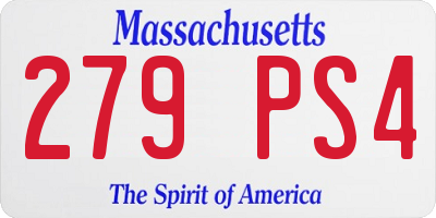 MA license plate 279PS4