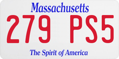 MA license plate 279PS5