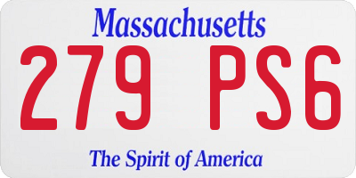 MA license plate 279PS6