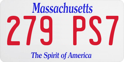 MA license plate 279PS7
