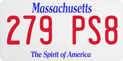 MA license plate 279PS8