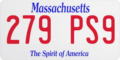 MA license plate 279PS9