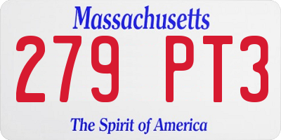MA license plate 279PT3