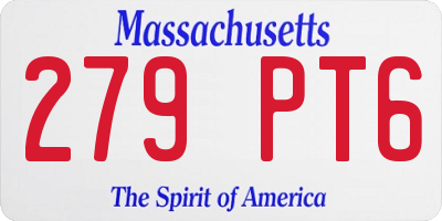 MA license plate 279PT6