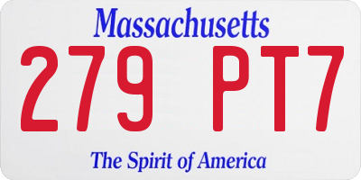MA license plate 279PT7