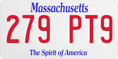 MA license plate 279PT9