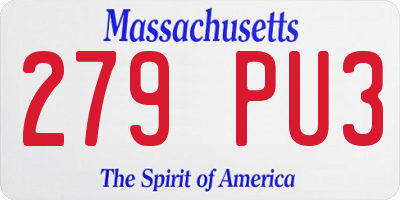 MA license plate 279PU3