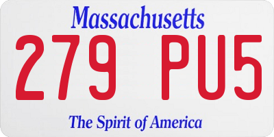 MA license plate 279PU5