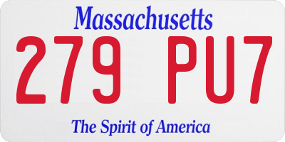 MA license plate 279PU7