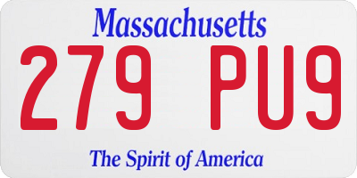 MA license plate 279PU9