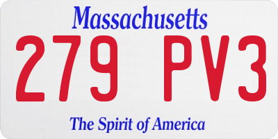MA license plate 279PV3