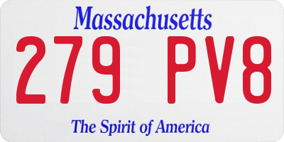 MA license plate 279PV8