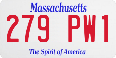 MA license plate 279PW1