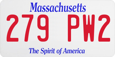 MA license plate 279PW2