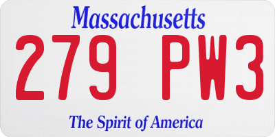 MA license plate 279PW3