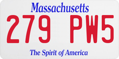 MA license plate 279PW5