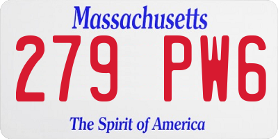 MA license plate 279PW6