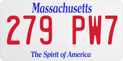 MA license plate 279PW7
