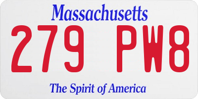 MA license plate 279PW8