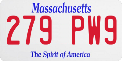 MA license plate 279PW9