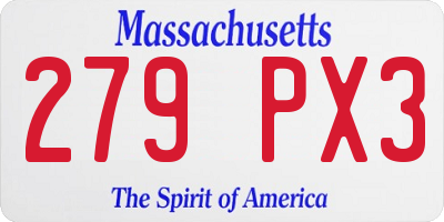 MA license plate 279PX3