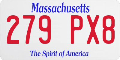 MA license plate 279PX8
