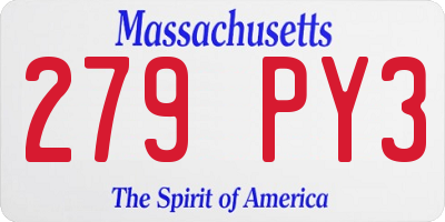 MA license plate 279PY3