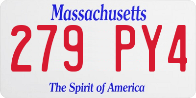 MA license plate 279PY4