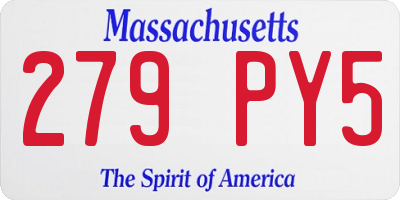 MA license plate 279PY5