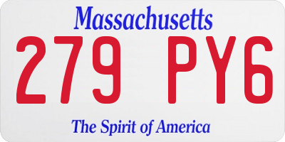 MA license plate 279PY6
