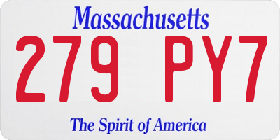 MA license plate 279PY7