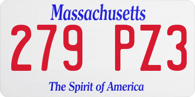 MA license plate 279PZ3