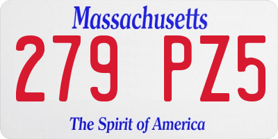 MA license plate 279PZ5