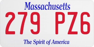 MA license plate 279PZ6