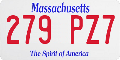 MA license plate 279PZ7